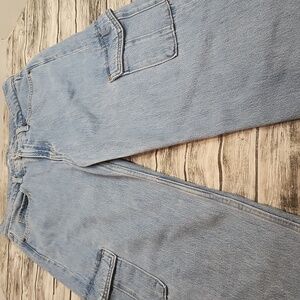 Old Navy Sky-Hi Wide Leg Cargo JEANS 4 Extra High‎ Rise Utility Grunge Women's